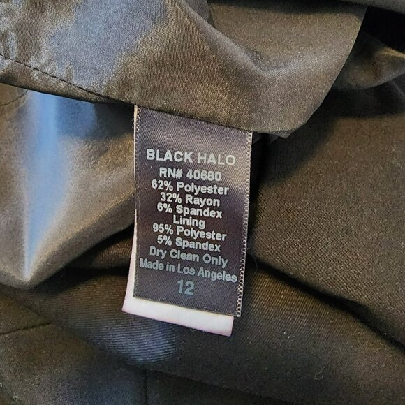 Black Halo Jackie O - Elegant Black Dress with Asymmetrical Neckline - Picture 4 of 6